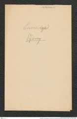 Nachlass Franz Steindachner, historischer Umschlag, Korrespondenz Archibald Liveridge, Inv.Nr. 306.03, Seite 1